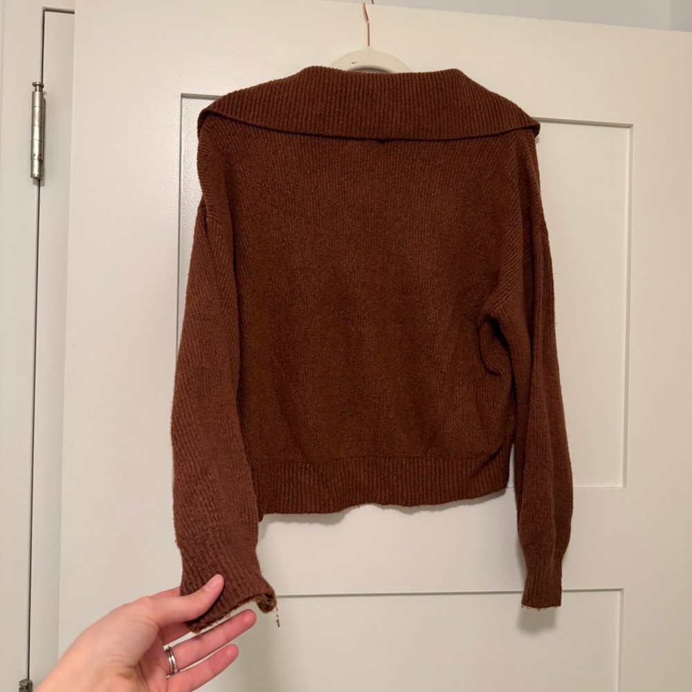 Abercrombie & Fitch Women's Rust Brown Collared Pullover Sweater Jonny Collar - Picture 5 of 5